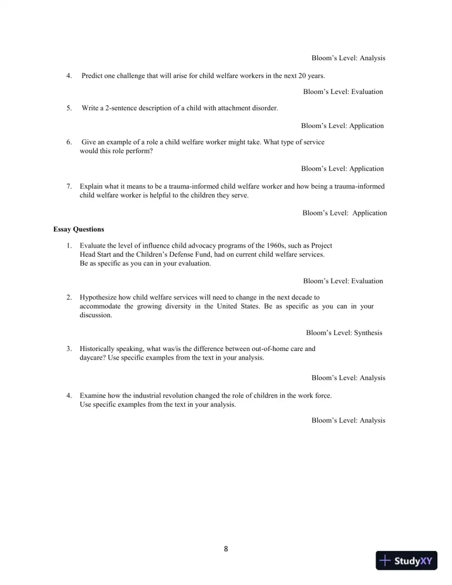 Exploring Child Welfare: A Practice Perspective, 7th Edition Test Bank, page 11