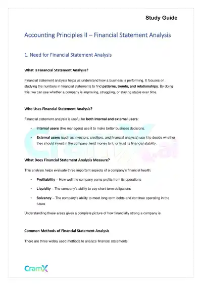 Accounting Principles II – Financial Statement Analysis - Page 1 preview image
