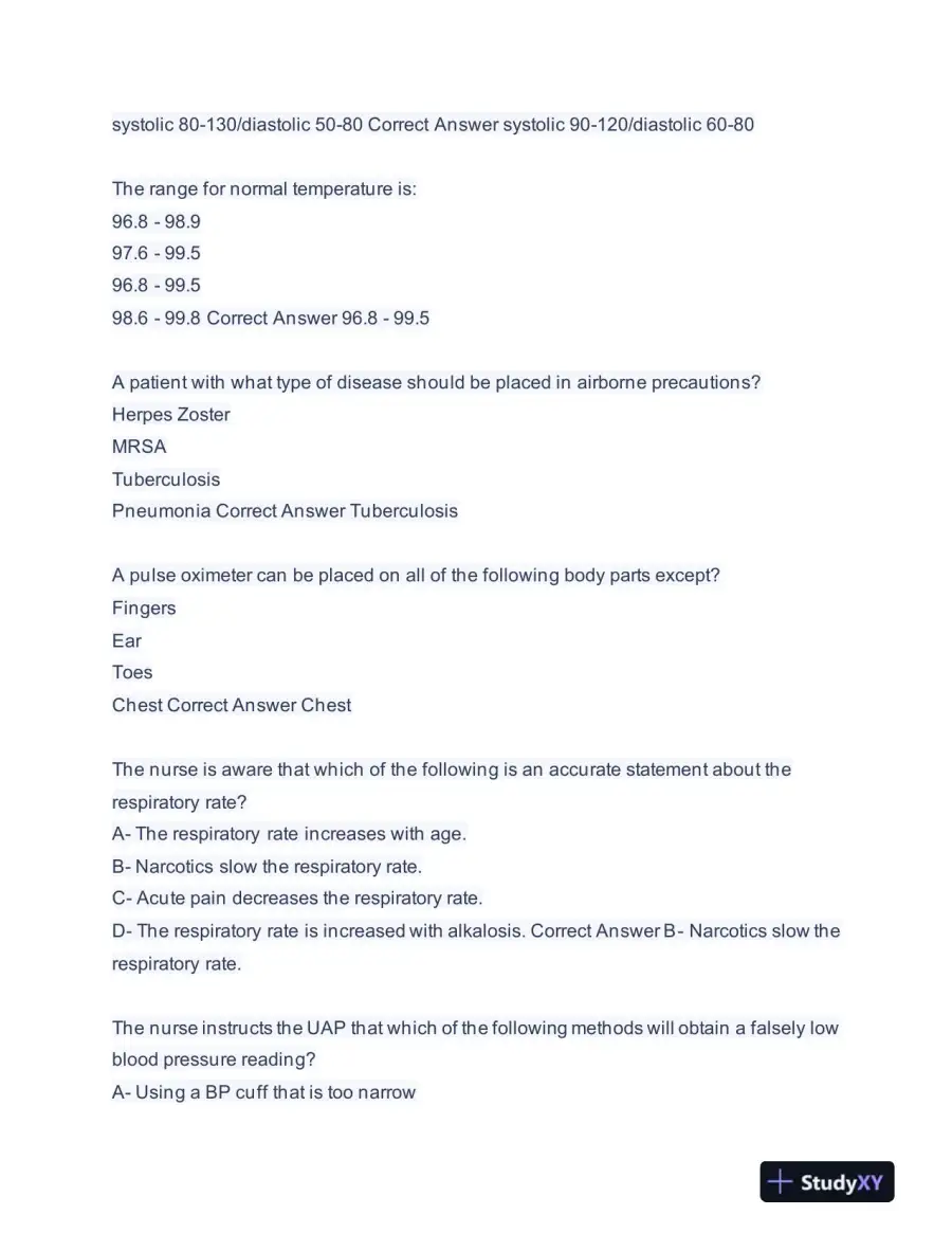 2023-2024 NSG3100 Fundamental I Exam 2 With Answers (75 Solved Questions), page 5