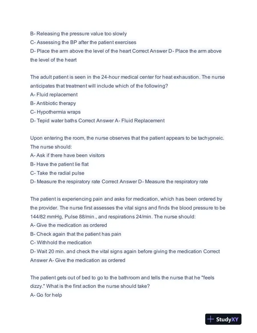 2023-2024 NSG3100 Fundamental I Exam 2 With Answers (75 Solved Questions), page 6