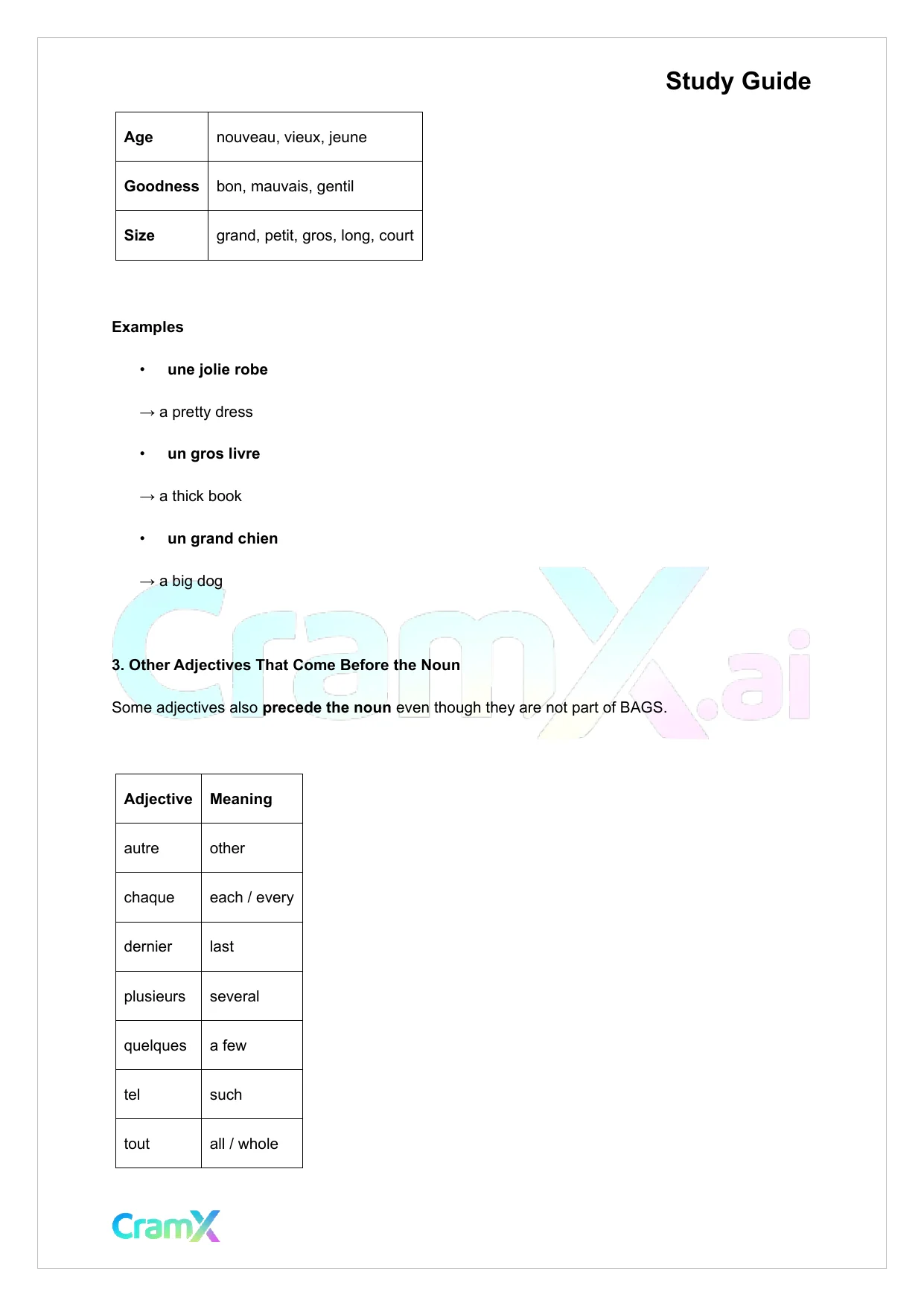 French I - Adjectives - Page 2 preview image