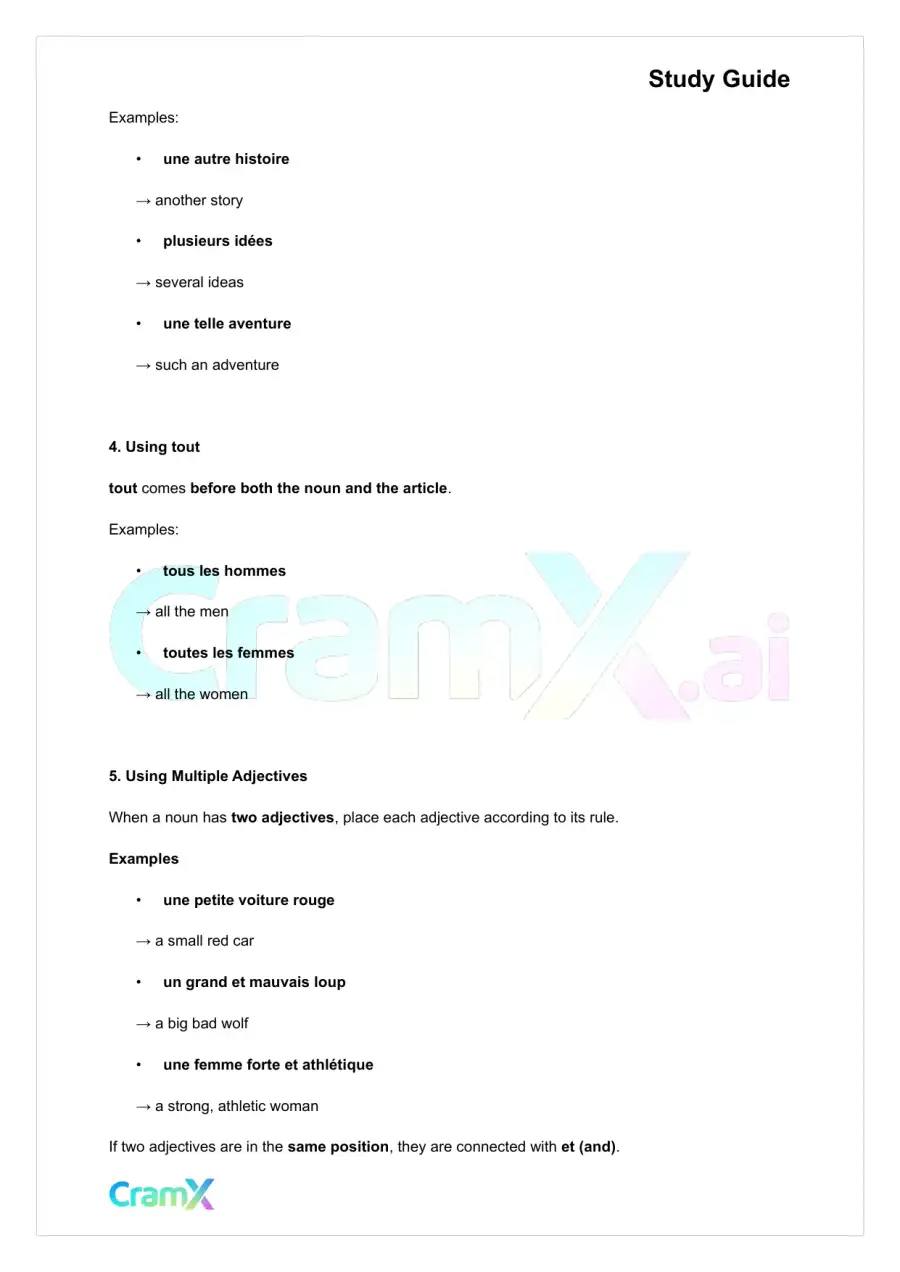 French I - Adjectives, page 3