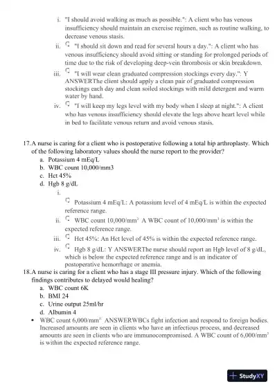 2021 HESI PN Medical surigical Proctored Exam Versions 3 With Answers (102 Solved Questions) - Page 11 preview image
