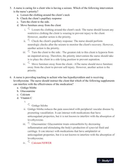 2021 HESI PN Medical surigical Proctored Exam Versions 3 With Answers (102 Solved Questions) - Page 5 preview image