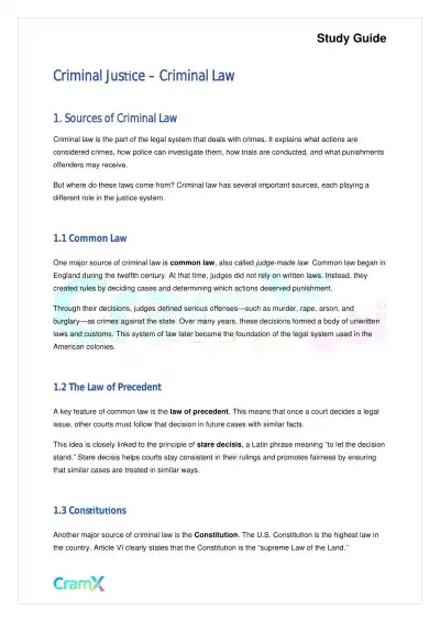 Criminal Justice - Criminal Law - Page 1 preview image