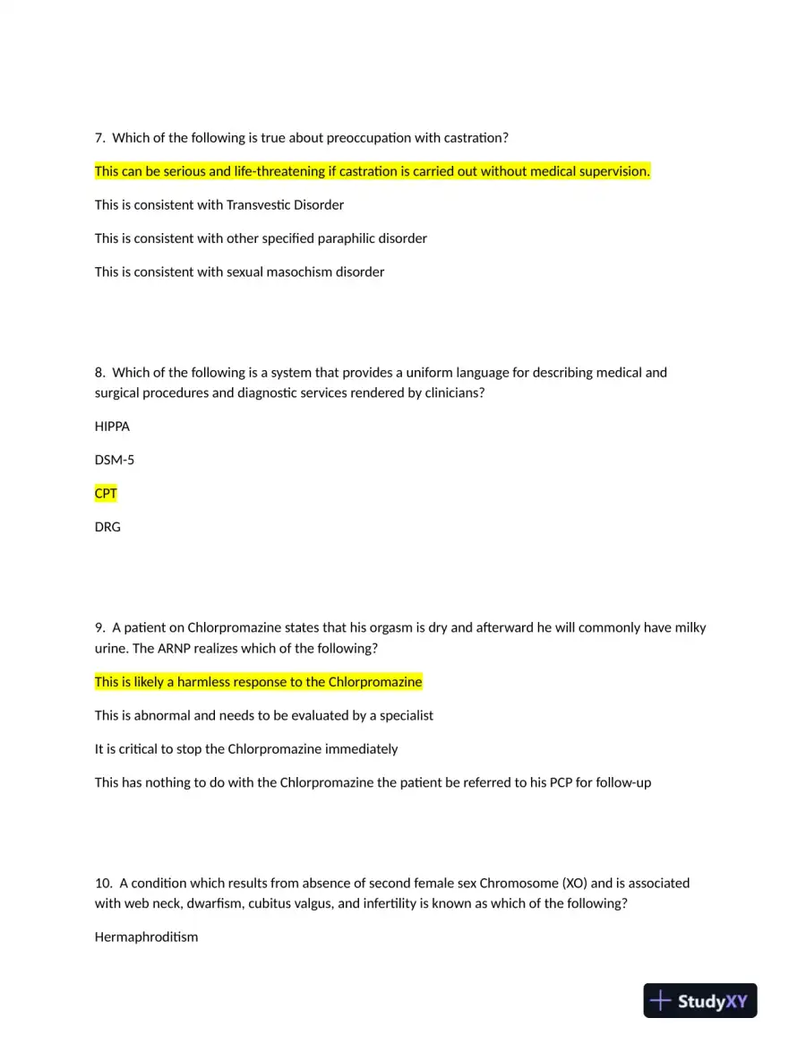 2022 NRNP6675-15 Nursing Diagnosis Midterm Week 6 Exam With Answers (97 Solved Questions), page 4