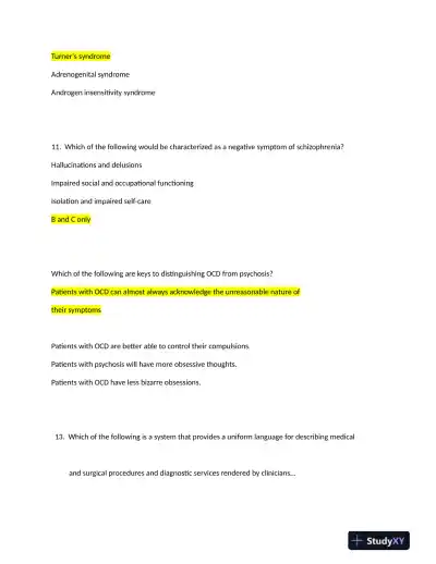 2022 NRNP6675-15 Nursing Diagnosis Midterm Week 6 Exam With Answers (97 Solved Questions) - Page 5 preview image