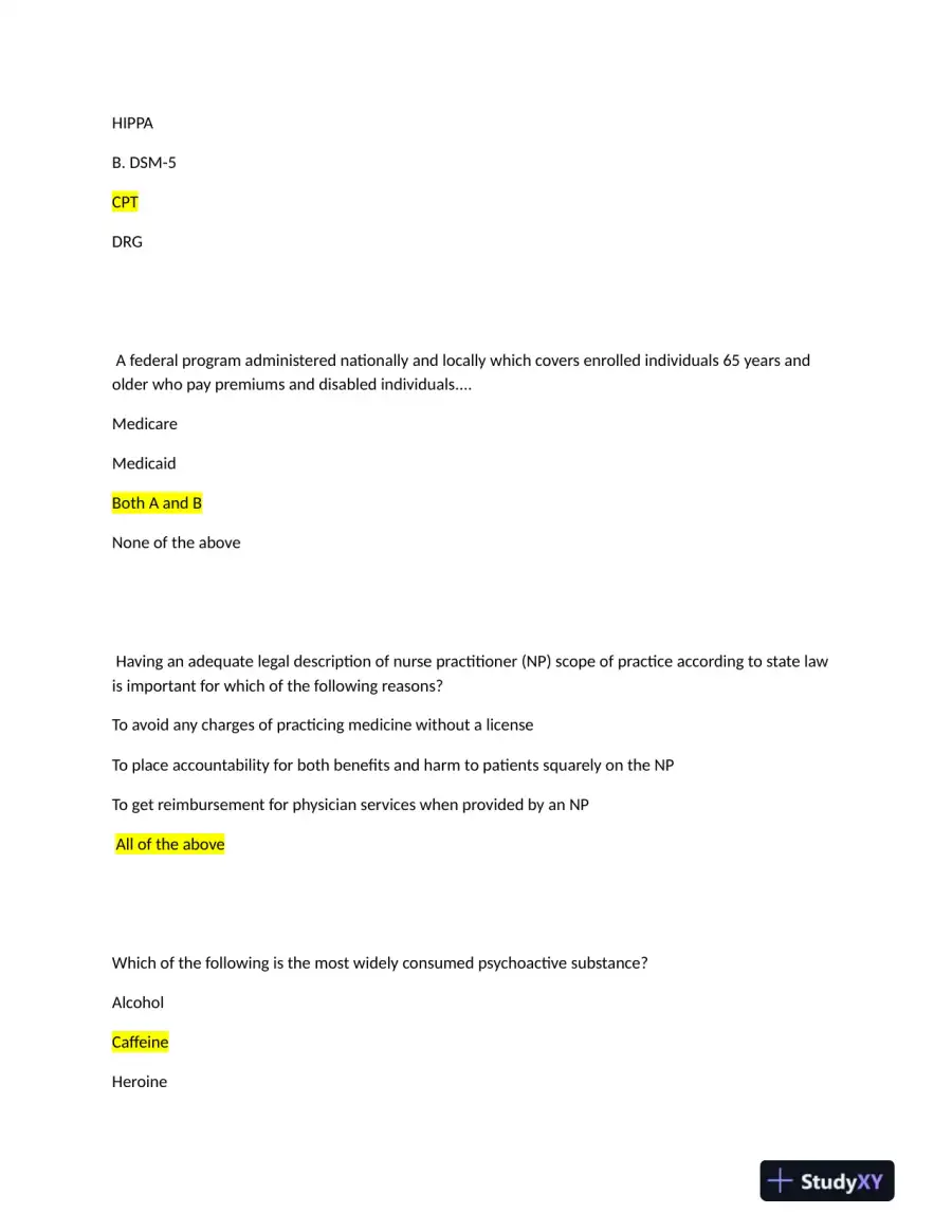 2022 NRNP6675-15 Nursing Diagnosis Midterm Week 6 Exam With Answers (97 Solved Questions), page 6