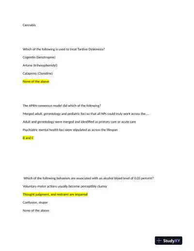 2022 NRNP6675-15 Nursing Diagnosis Midterm Week 6 Exam With Answers (97 Solved Questions) - Page 7 preview image