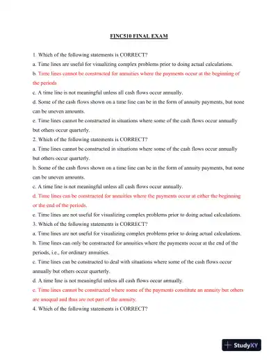 FINC510 Final Exam - Page 1 preview image
