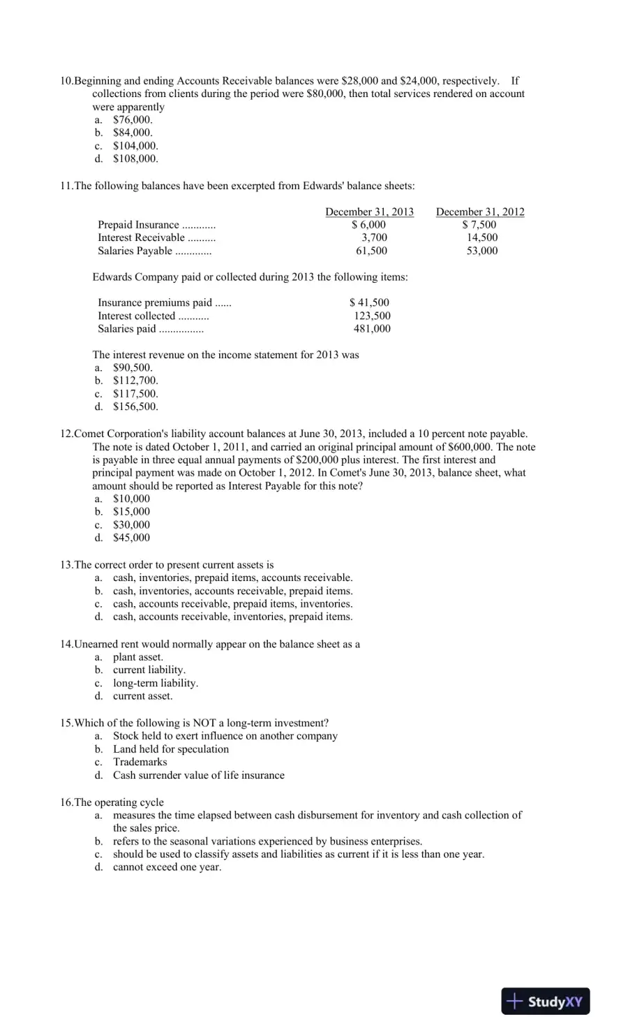 ACG 3100: Financial Reporting and Accounting Principles Practice Questions and Answers, page 3