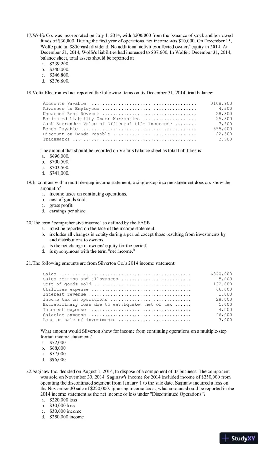 ACG 3100: Financial Reporting and Accounting Principles Practice Questions and Answers, page 4
