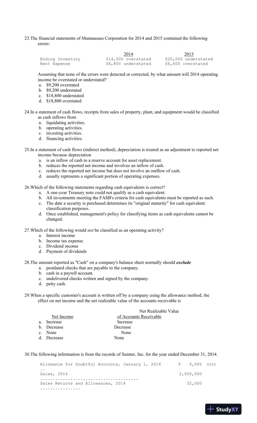 ACG 3100: Financial Reporting and Accounting Principles Practice Questions and Answers, page 5