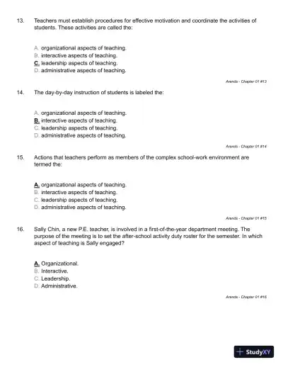 Learning to Teach, 9th Edition Test Bank - Page 15 preview image