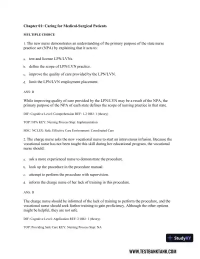 Medical-Surgical Nursing: Concepts & Practice 3rd Edition Test Bank - Page 1 preview image