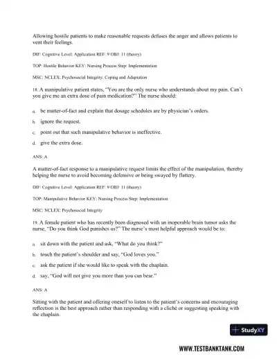 Medical-Surgical Nursing: Concepts & Practice 3rd Edition Test Bank - Page 10 preview image