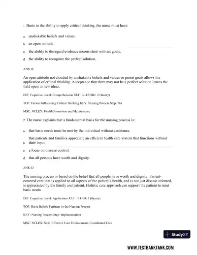 Medical-Surgical Nursing: Concepts & Practice 3rd Edition Test Bank - Page 15 preview image