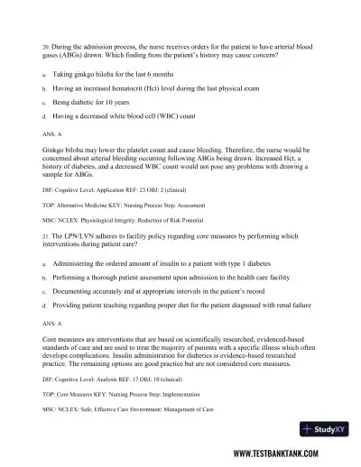 Medical-Surgical Nursing: Concepts & Practice 3rd Edition Test Bank - Page 24 preview image