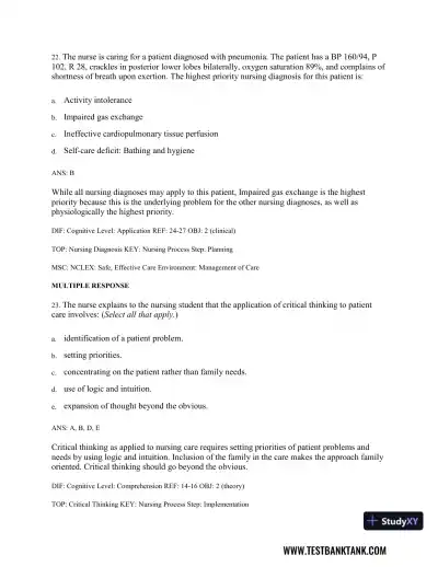 Medical-Surgical Nursing: Concepts & Practice 3rd Edition Test Bank - Page 25 preview image