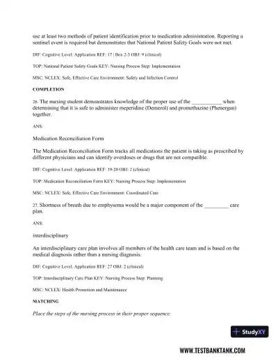 Medical-Surgical Nursing: Concepts & Practice 3rd Edition Test Bank - Page 27 preview image