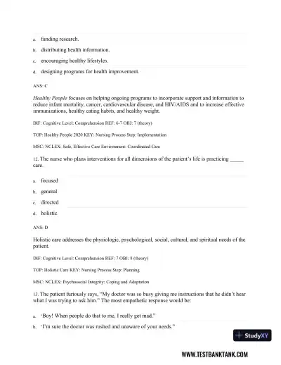 Medical-Surgical Nursing: Concepts & Practice 3rd Edition Test Bank - Page 7 preview image