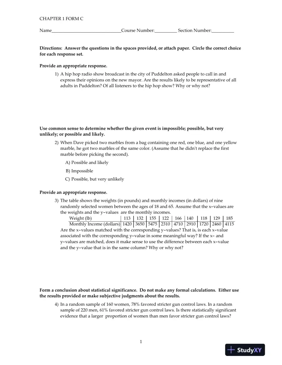 Test Bank for Elementary Statistics, 11th Edition, page 13