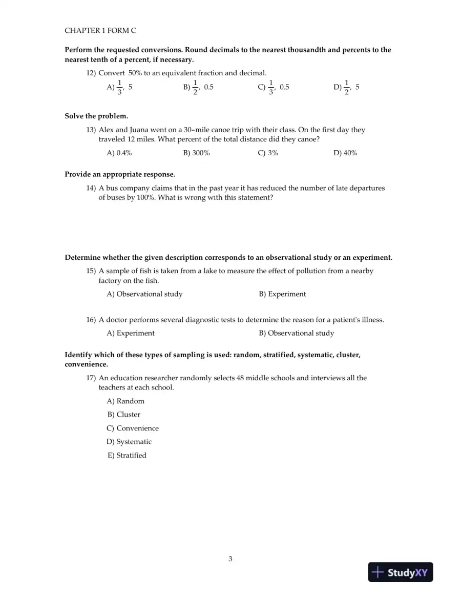 Test Bank for Elementary Statistics, 11th Edition, page 15