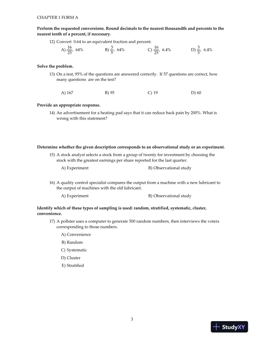 Test Bank for Elementary Statistics, 11th Edition, page 5