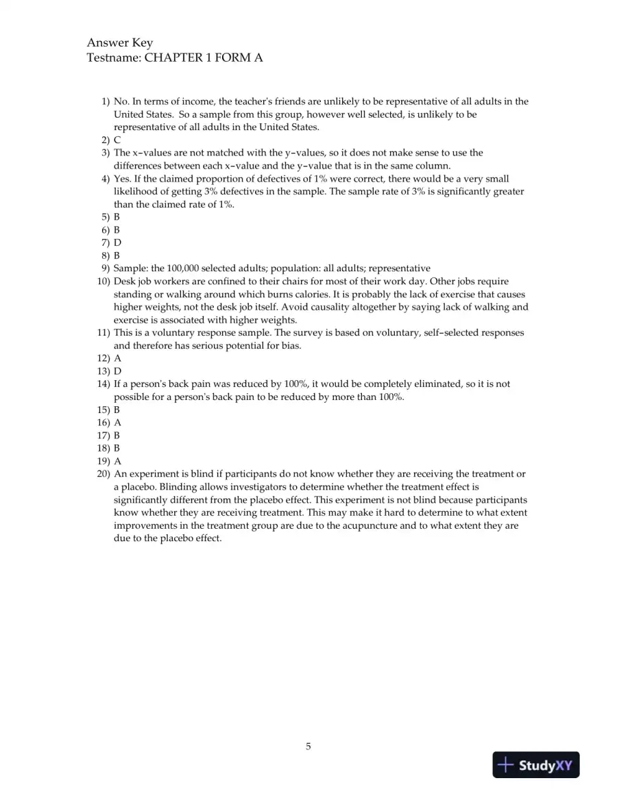 Test Bank for Elementary Statistics, 11th Edition, page 7