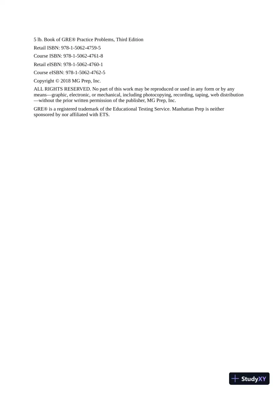 5 lb. Book of GRE Practice Problems: 1,800+ Practice Problems in Book and Online (2018), page 3