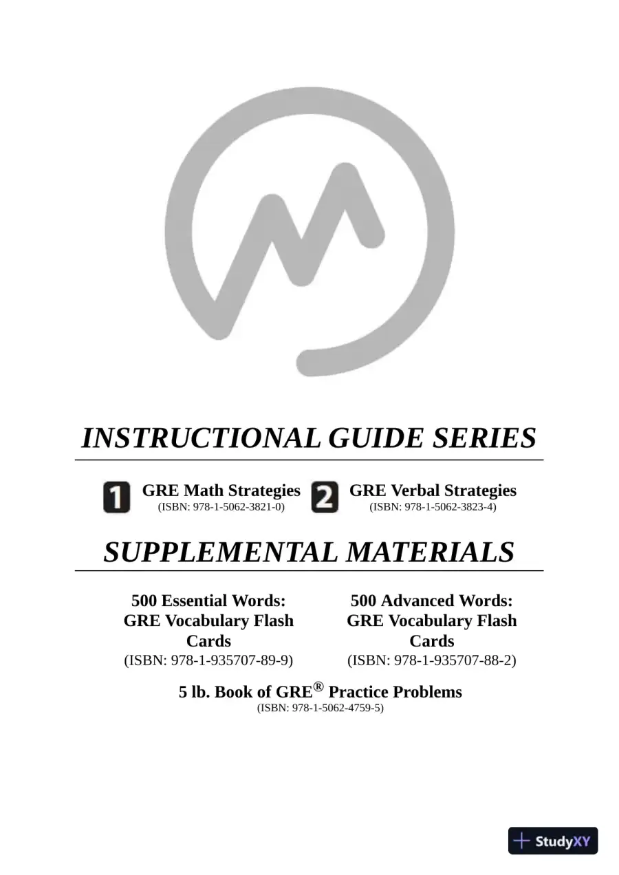 5 lb. Book of GRE Practice Problems: 1,800+ Practice Problems in Book and Online (2018), page 4