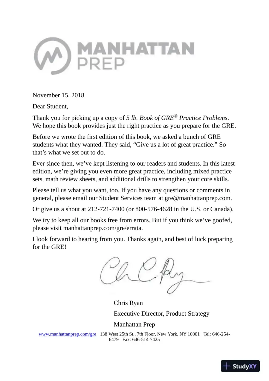 5 lb. Book of GRE Practice Problems: 1,800+ Practice Problems in Book and Online (2018), page 5