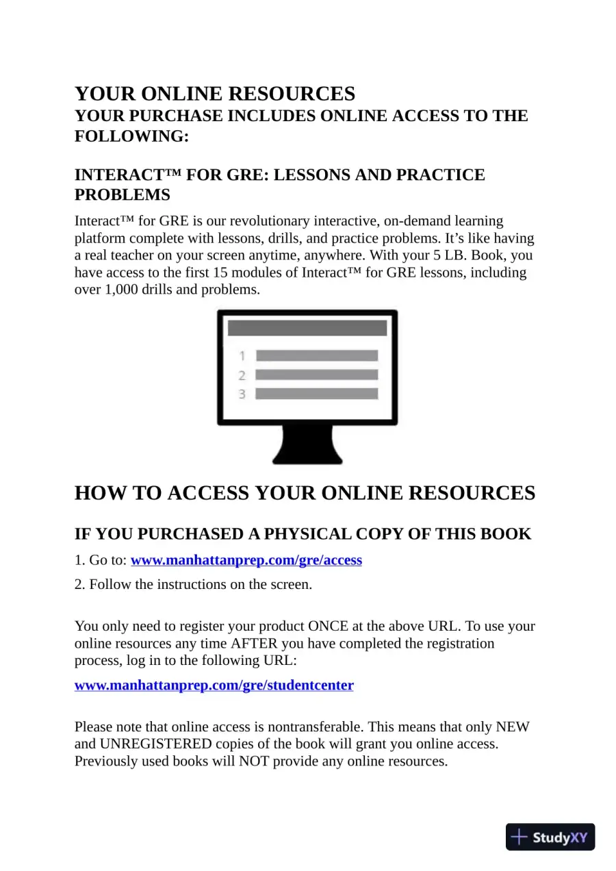 5 lb. Book of GRE Practice Problems: 1,800+ Practice Problems in Book and Online (2018), page 6