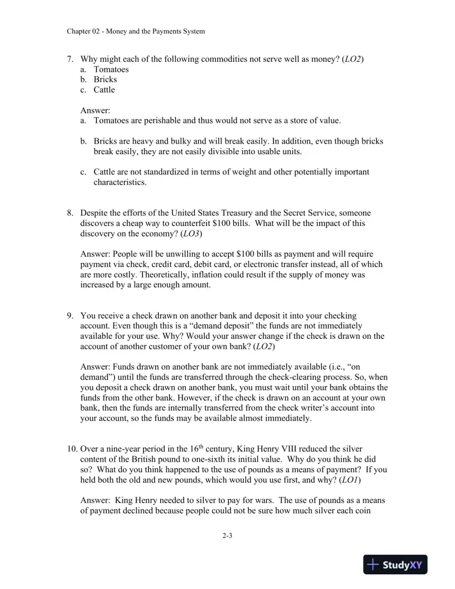 Money, Banking and Financial Markets, 5th Edition Solution Manual, page 13