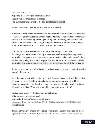 HESI Comprehensive Medical Surgical Exit Exam with Answers (839 Solved Questions) - Page 10 preview image