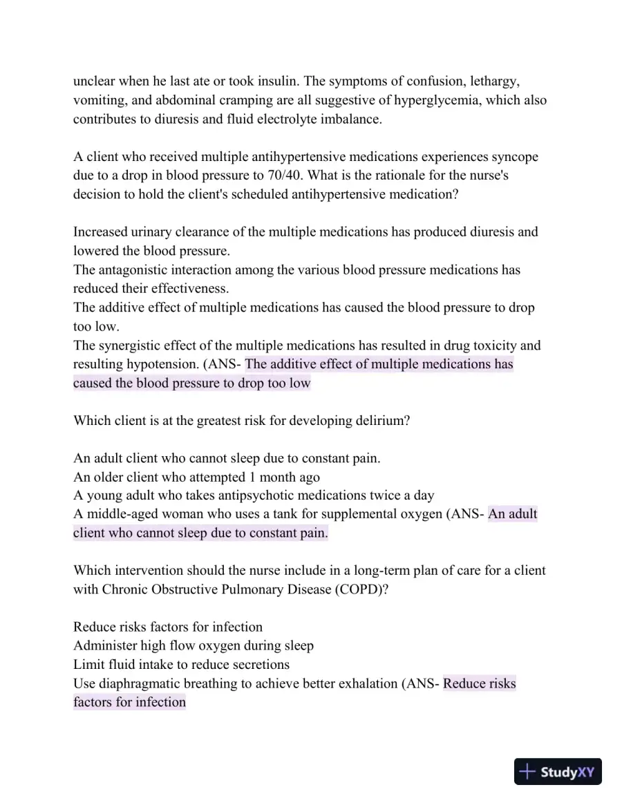HESI Comprehensive Medical Surgical Exit Exam with Answers (839 Solved Questions), page 11