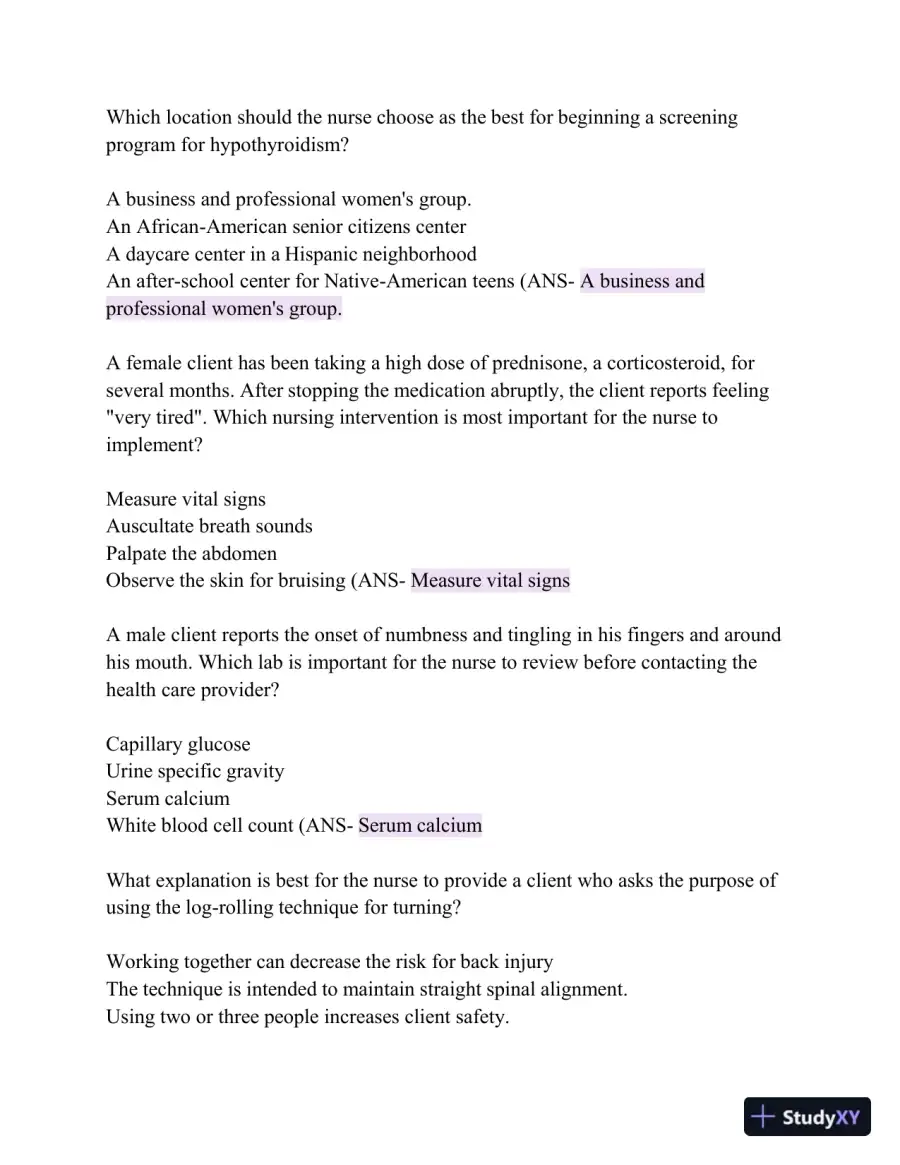 HESI Comprehensive Medical Surgical Exit Exam with Answers (839 Solved Questions), page 12
