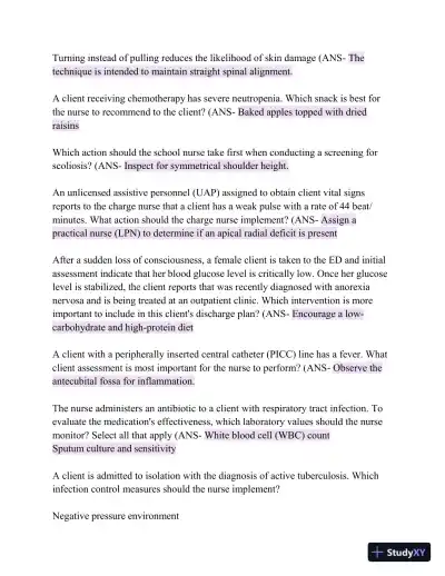 HESI Comprehensive Medical Surgical Exit Exam with Answers (839 Solved Questions) - Page 13 preview image