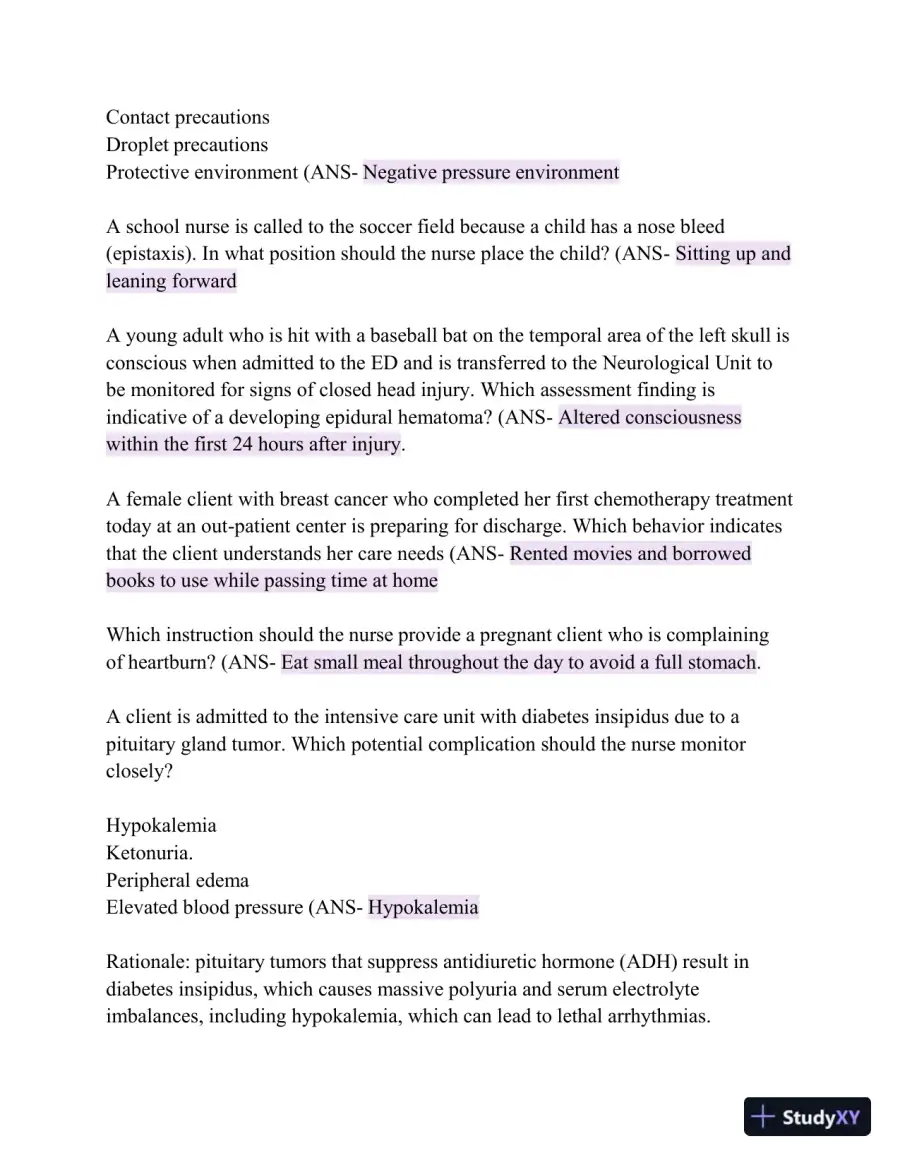 HESI Comprehensive Medical Surgical Exit Exam with Answers (839 Solved Questions), page 14