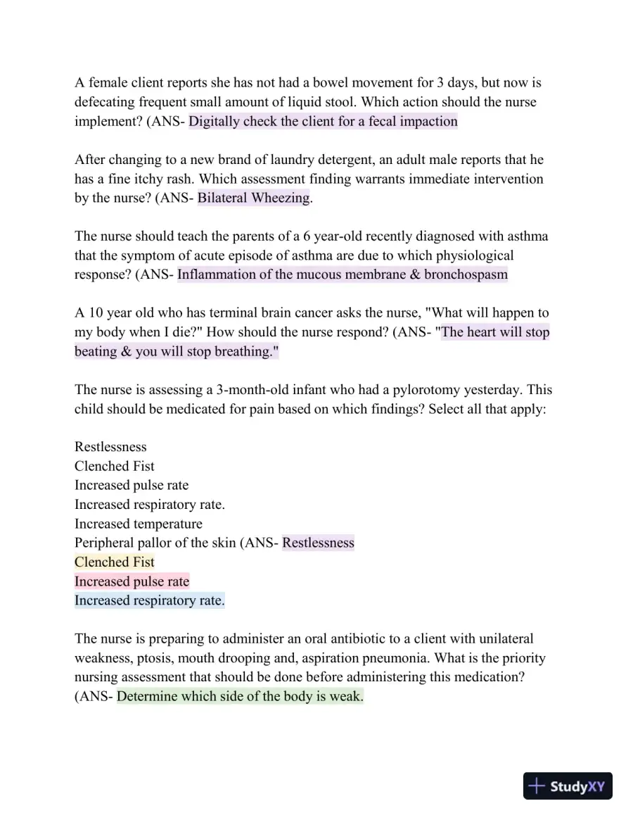 HESI Comprehensive Medical Surgical Exit Exam with Answers (839 Solved Questions), page 15