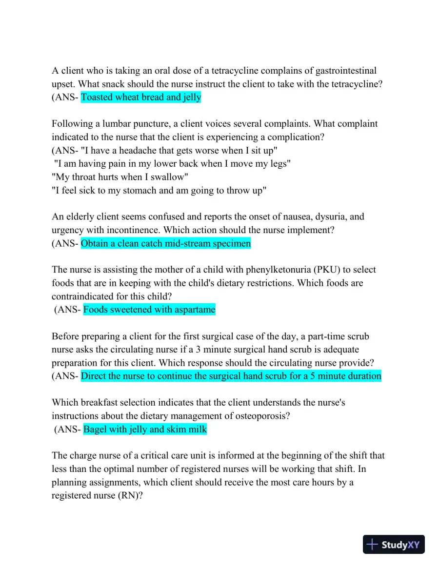 HESI Comprehensive Medical Surgical Exit Exam with Answers (839 Solved Questions), page 4