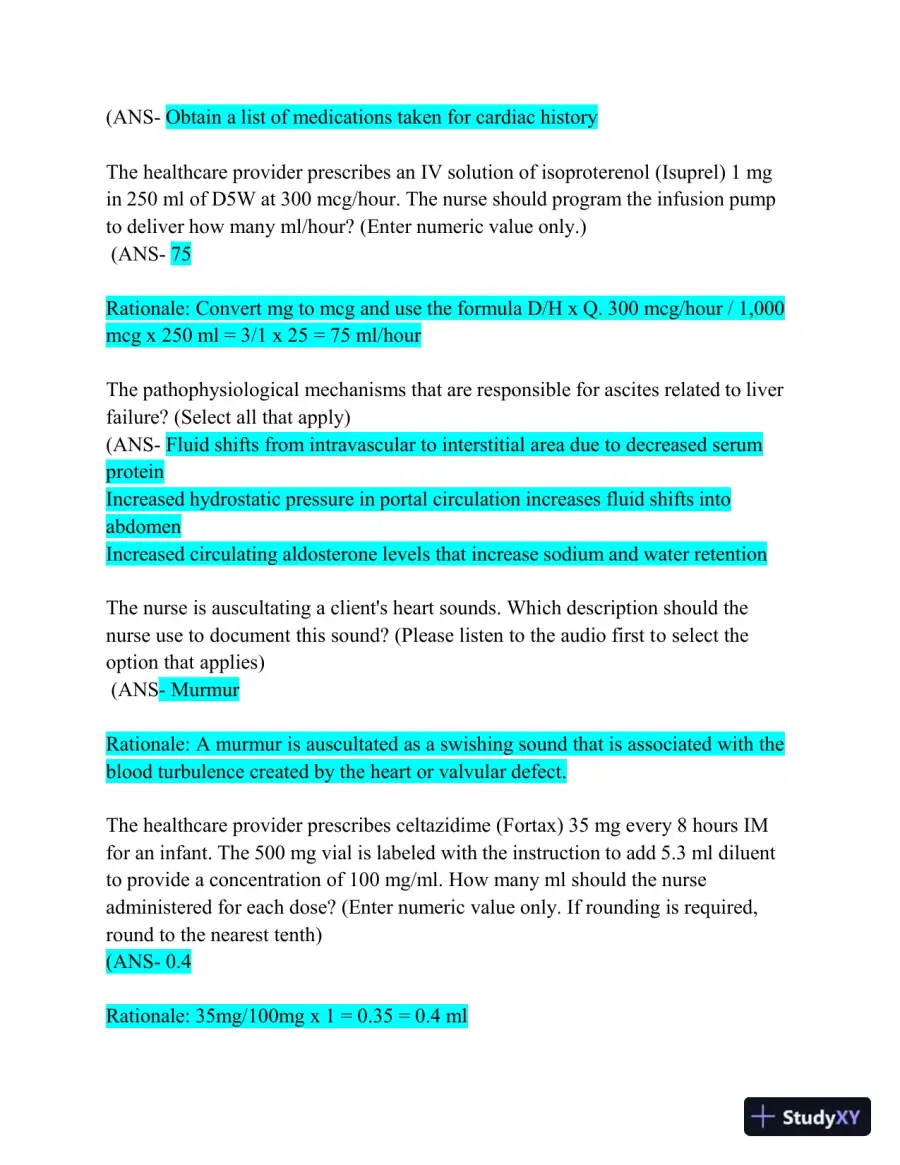 HESI Comprehensive Medical Surgical Exit Exam with Answers (839 Solved Questions), page 6