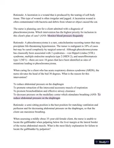 HESI Comprehensive Medical Surgical Exit Exam with Answers (839 Solved Questions) - Page 9 preview image