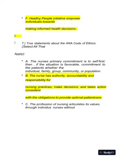 2023-2024 ATI NR 222 RN Health and Wellness Final Exam With Answers (32 Solved Questions) - Page 10 preview image