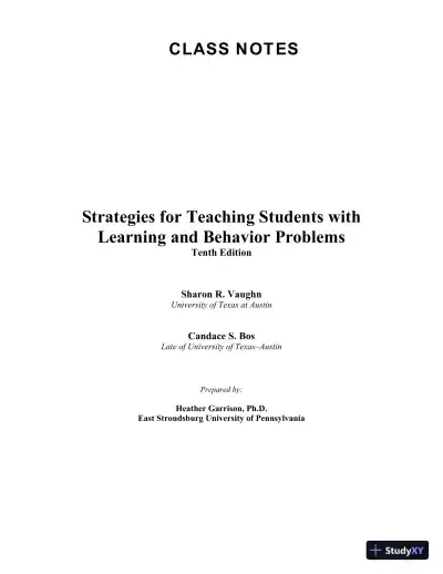 Lecture Notes For Strategies for Teaching Students with Learning and Behavior Problems, 10th Edition - Page 1 preview image