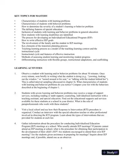 Lecture Notes For Strategies for Teaching Students with Learning and Behavior Problems, 10th Edition - Page 7 preview image