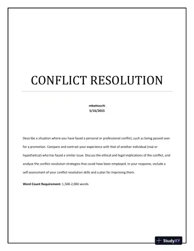 Analyzing Personal and Professional Conflict Resolution: Case Studies And Strategies For Improvement - Page 1 preview image