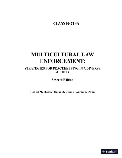 Lecture Notes For Multicultural Law Enforcement: Strategies for Peacekeeping in a Diverse Society, 7th Edition - Page 1 preview image