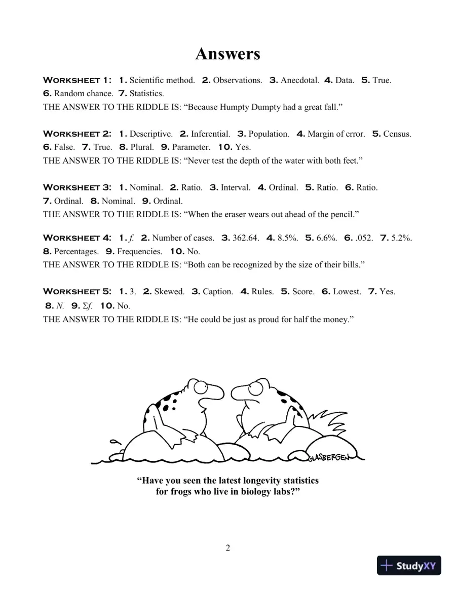 Solution Manual For Success at Statistics: A Worktext with Humor, 6th Edition, page 4