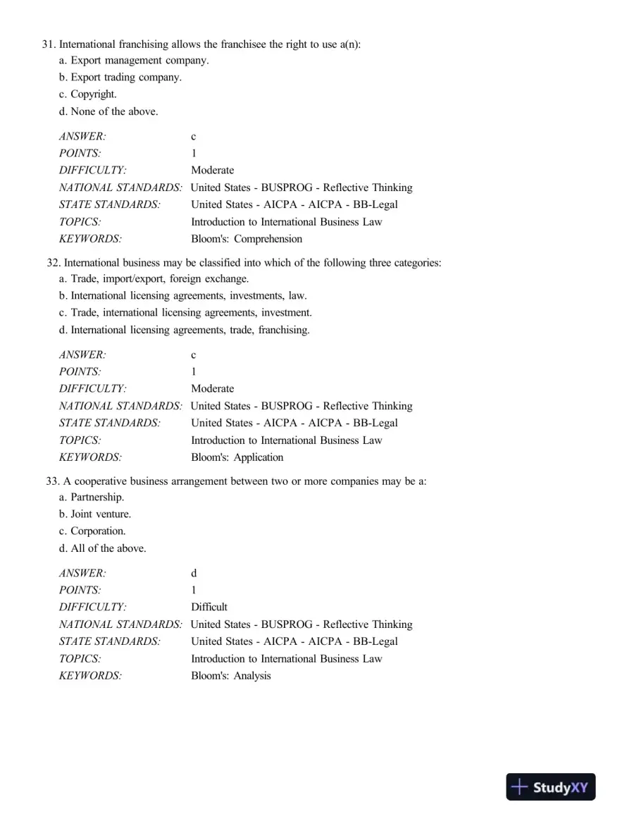 Test Bank For International Business Law And Its Environment, 9th Edition, page 11
